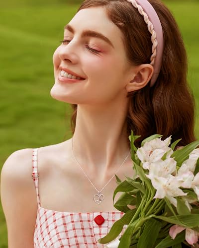 Colliers en argent sterling initiale cœur rose Mesovor - 5