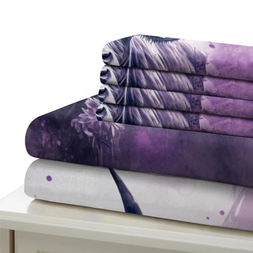 Juego de funda nórdica lavanda de microfibra suave para cama doble infantil 7