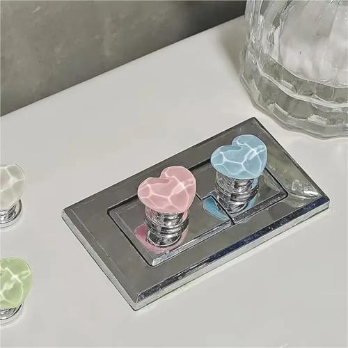Bouton de chasse d'eau en cœur bleu accessoire WC autocollant x4