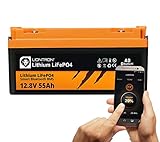 LIONTRON LiFePO4 12,8V 55Ah LX; 704Wh; >3000 Zyklen bei 90% Entladungstiefe (DOD) mit BMS und Bluetooth Überwachung; für Wohnmobil oder Boot 350x170x162mm - LISMART1255LX