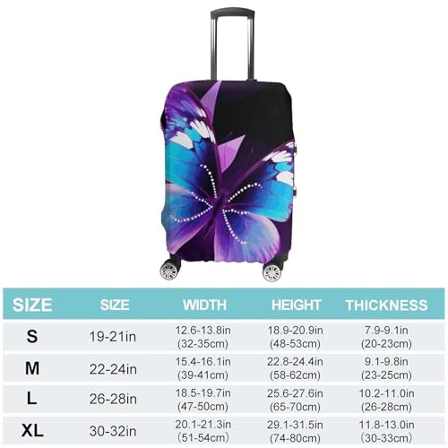 Blue Purple Butterfly Luggage Cover, Washable Elastic Suitcase Cover Protector Fit 18-32 Inch Luggage2