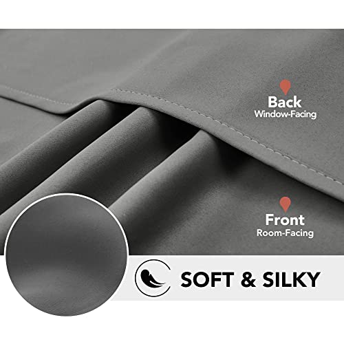 Image of Deconovo Solid Thermal Insulated Grommet Blackout 5.2 Feet Long, Curtains /Drapes for Bedroom and Living Room 42W x 63L Inch Light Grey 2 Drapes