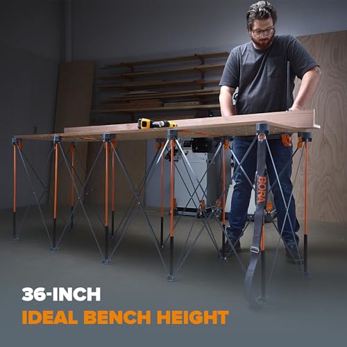 Image of BORA Centipede Portable Workbench 24 x 96 inch Foldable Work bench for Garage 36 inch Work Height, Heavy Duty Work Table with 2500lb Capacity, Mesa de Trabajo Para Taller 2x8ft CT10