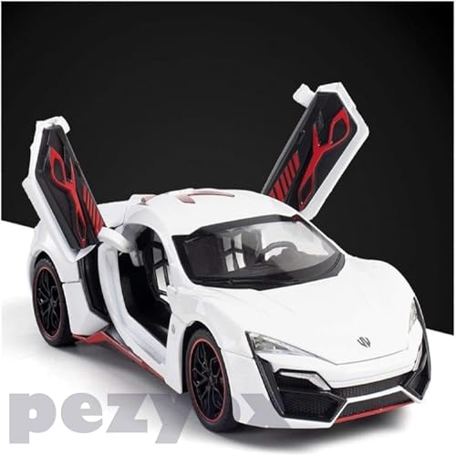 Image of LYKAN HYPERSPORT Sport 1:24 Big Size Diecast Scale Model Alloy Metal Pull Back Toy car for Kids with Openable Doors & Light, Music Toy Vehicle for Kids - Colors as Per Stock (White)