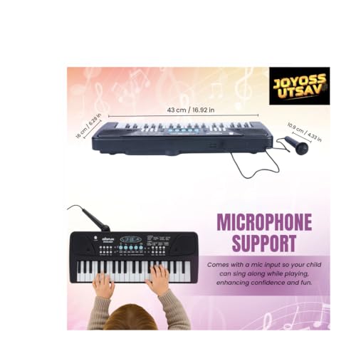 Image of Kids Piano Keyboard with Mic, type C USB cable | 37 Keys, 8 Rhythms, 8 Tones, 6 Demo Songs, 4 Percussions | Recording & Playback | Portable Educational Music Toy for 2-10 Years Boys Girls
