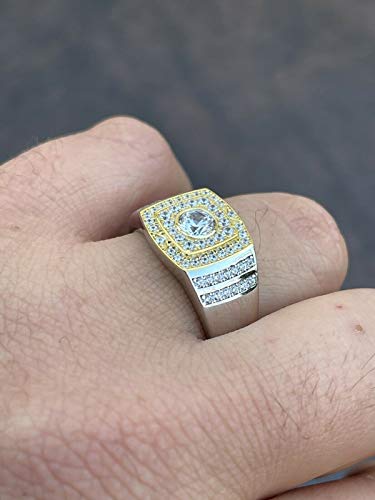 Harlembling Two-Tone Sterling Silver Iced Out Ring #TOP4