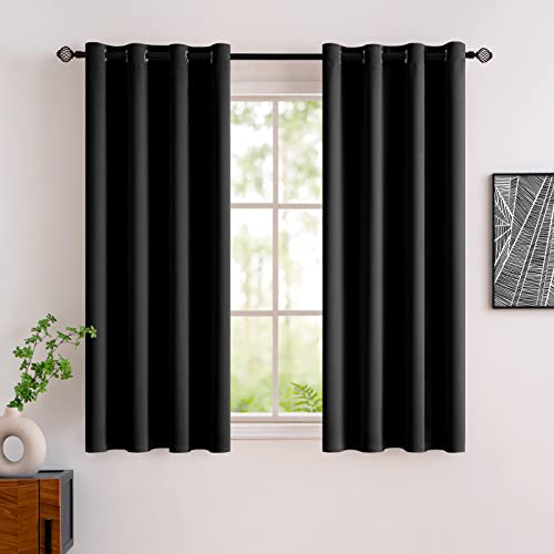MIULEE Black Blackout Curtains for Living Room 2 Panel Set