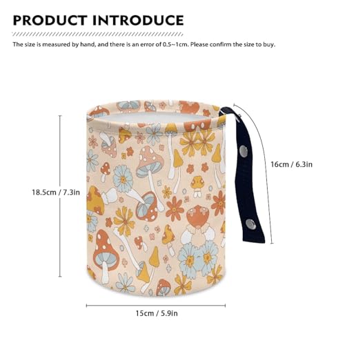 Image of Floral Mushroom Car Trash Bag, Car Trash Can - Cute, Portable, Collapsible for Back Seat, Floor, or Hanging Headrest Waste Basket Car Garbage Accessory