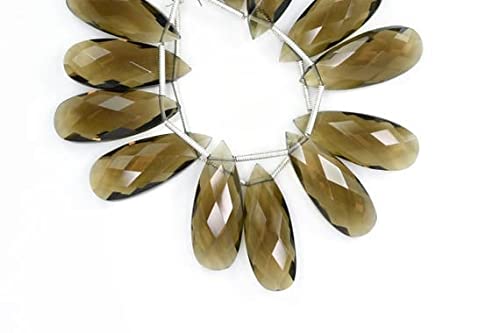 Perle quartz fumé facetté poire 10x25mm pour fabriquer des boucles d'oreilles bohèmes