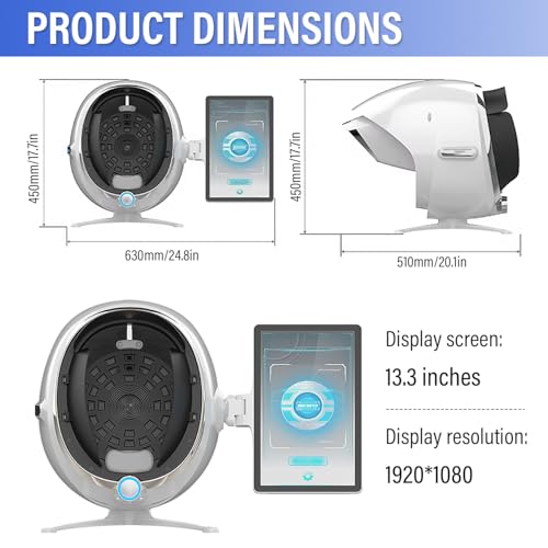 HNZXIB 13.3 Inch Skin Analysis Machine, 38MP AI Facial Skin Analyzer, 8 Spectral Skin Analyzer Machine, Moisture Detector for Beauty Salon & Home, Multi-Language Support - Image 7