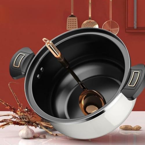 Filteilect Olla a presión esmaltada de gran capacidad, olla sin sopa con asas dobles para cocinas de gas e inducción, cocina de 26 cm, 28 cm (7 L, negro)