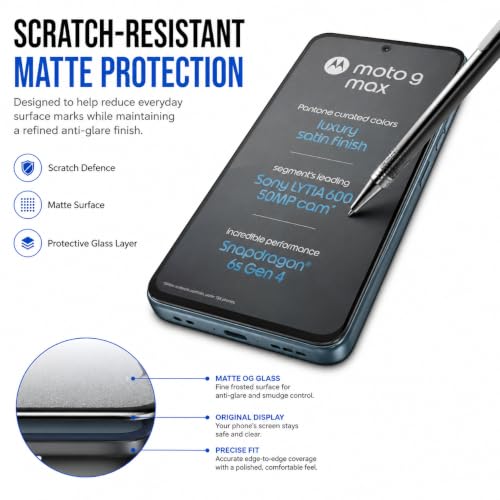 Image of FIRST MART Military-Grade Matte Tempered Glass for Motorola G Max - 9H Screen Protector, Anti-Glare Protection, Scratch-Resistant, Bubble-Free (1 Pack)
