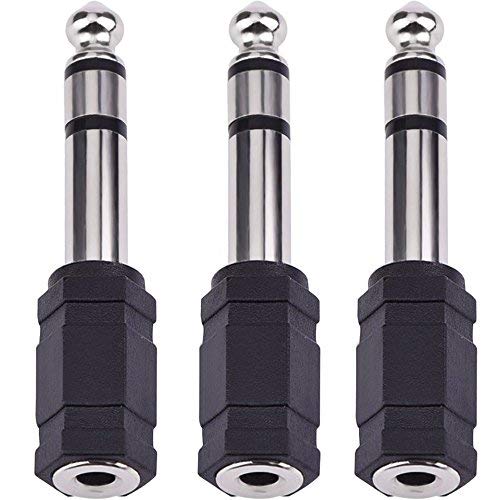 eBoot 6.35 mm Audio Stereo Plug to 3.5 mm Stereo Headphone Jack Adapter, Pack of 3