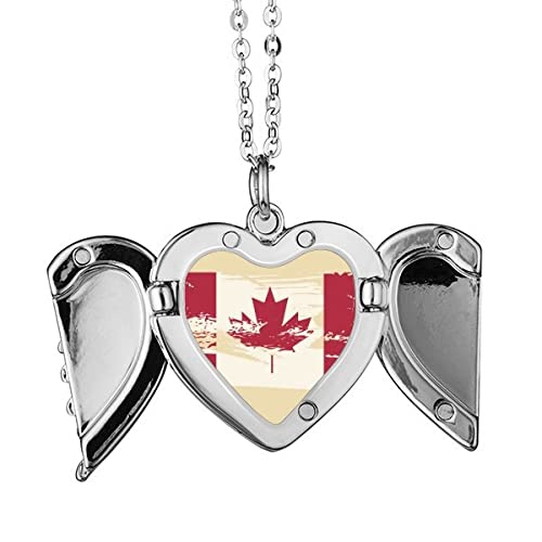 Collier drapeau du Canada pendentif ailes d'ange érable medium bijou canadien mixte