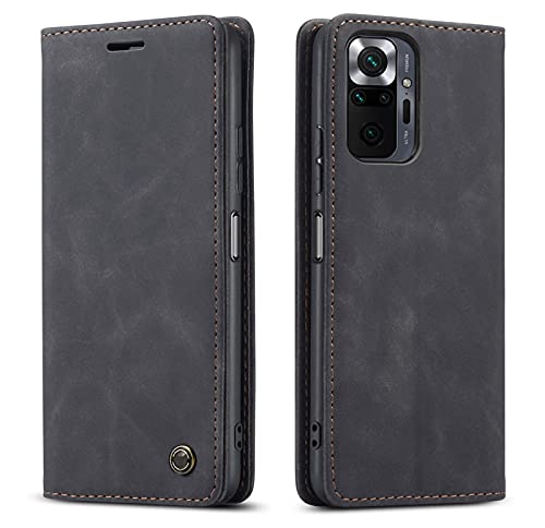 Image of Excelsior Premium Leather Wallet flip Cover case with | Card and Cash Slot | 360 Full Body Protection | Inner TPU case for Xiaomi Redmi Note 10 Pro Max | 10 Pro (Black)