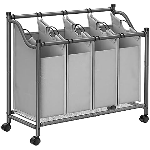 SONGMICS 4-Bag Mobile Laundry Basket Cover