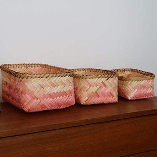 Compactor Large Noumea Bamboo Basket, Pink/Brown, BAMBOOO, Natural