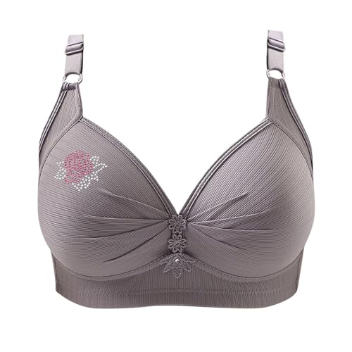 Sujetadores para mujer, sin aros, ajustables, cobertura completa, sostén, talla grande, brasier diario, conjunto de brasier y ropa interior para mujer, gris, 3XL