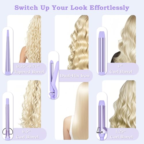 Image of Ufree 5 in 1 Curling Wand Set with Flat Iron, 0.35 inch-1.25 inch Ceramic Barrels