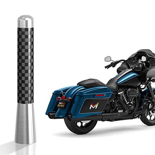 Mega Racer 3.1" Silver Carbon Fiber Motorcycle Antenna For Harley Davidson All Models 1989 – 2022, Screw-On Replacement Antenna, Copper Coil Internals, Car Wash Safe, 1 Piece #TOP21