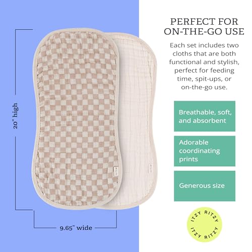 Itzy Ritzy Set of 2 Baby Burp Cloths – Ultra-Soft Absorbent Burping Cloths for Babies - Made of 100% Cotton Muslin & Generously Sized with Trendy Coordinating Prints – Machine Washable (Checkerboard)4