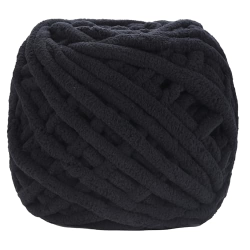 Image of Plush Chenille Chunky Yarn for Crocheting 100g(54.6yd) - Bulky Thick Fluffy Yarn for Knitting- Soft Velvet for Baby, Blanket Knitting Blanket Yarns- Amigurumi Yarns (Black)