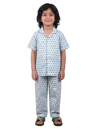 Image of POLKA TOTS 100% Pure Cotton Half Sleeve Night Suit for Kids, Girls & Boys | Cotton Pyjama Set | Unisex Night Dress for Children | Night Suit for Girls |Sleepwear for Kids | Winter Night Dress for Boys