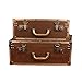 ChengBeautiful Vintage Koffer Holz-Schatztruhe Stamm Griff Zwei Sätze Schlafzimmer Wohnzimmer Dekorativer Retro-brauner Holzschrank Vintage Aufbewahrungsbox (Color : Brown, Size : Large+small)