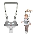 Vicloon Baby Walking Harness, Safe Walking Belt, Hand-Held Baby Walker, Removable, Adjustable Walking Harness, Breathable Handheld Baby Walker Toddler Walking Assistant - Grey Puppy