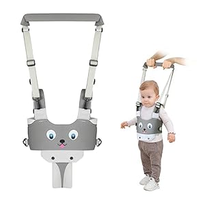 Vicloon Baby Lauflernhilfe Gehhilfe für Baby,Lauflernhilfen Einstellbare mit Sicherheitsverschluss und Magischen Aufklebern, Atmungsaktiv Stehen Gehen Lernen Helfer Walker (Welpe – grau)