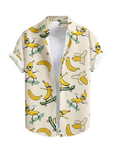 Floerns Men's Causal Summer Print Hawaiian Shirt Short Sleeve Button Down Beach Shirts