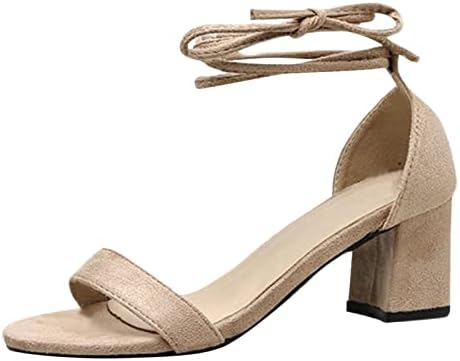 BFYSFBAIG Women Fashion Summer Sandals Chunky Heeled Middle Heel Pointed Toe Buckle Rhinestone Glitter Wedding Party Shoes