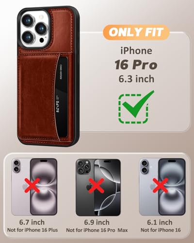 Uppuppy for iPhone 16 Pro Wallet Case with Card Holder,Brown - image 2