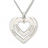 Sterling Silver Engraved Double Hearts Pendant with Optional Necklace Chain - Gift Boxed