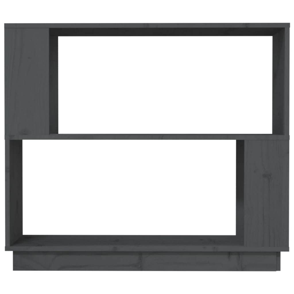 Libreria Divisorio Legno Massello Pino Grigio 80x25x70 cm | Scaffale bifacciale aperto per soggiorno e corridoio, organizza libri e oggetti con finitura in legno massello grigio.