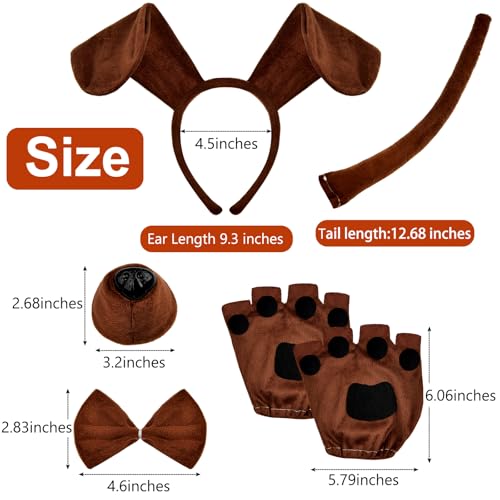 Coopay Conjunto de 6 peças de fantasia de cachorrinho de cachorro, faixa de orelha de cachorro, grav