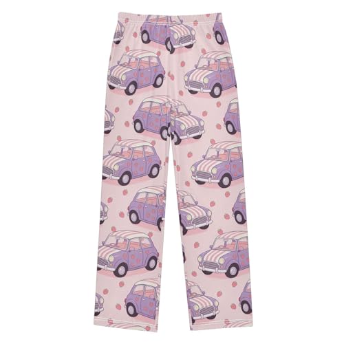 Yuiboo Loose Sleepwear Purple Car Youth Lounge Pajama Pants Gifts with Pockets 13-14Y