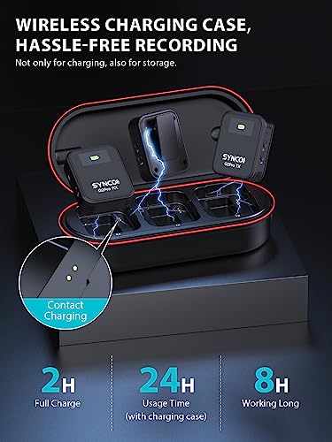 Image of SYNCO Wireless Lavalier Mic System, G2(A2) PRO Dual Transmitter 48KHz 24Bit Lapel Mic 656FT 8H for Vlogging Live Streaming YouTube with Charging Case for Camera Smartphone Tablet