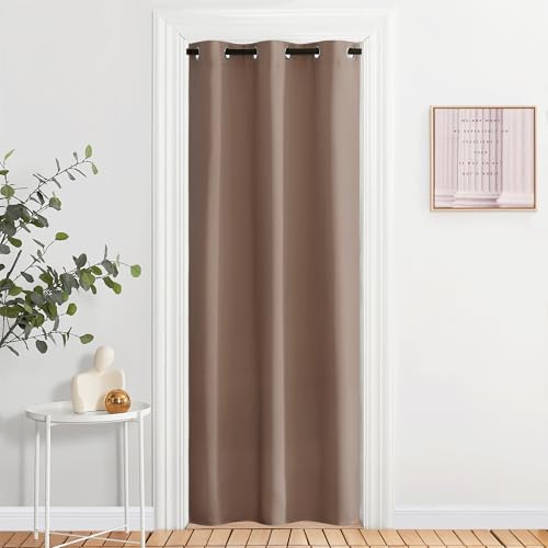 Image of NICETOWN Sound Reducing Room Divider Curtain Screen Partition, Function Thermal Blackout Patio Door Curtain Panel, Sliding Door Insulated Curtain, Cappuccino, 2.8ft Wide x 6.7ft Long