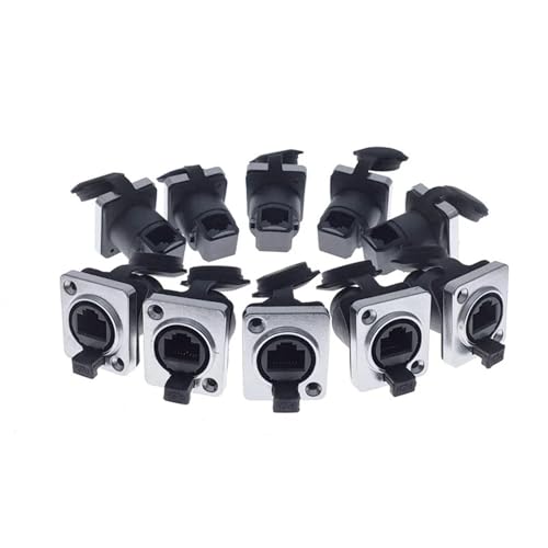 Conector de montaje en panel RJ45 tipo D con enchufe recto para redes Ethernet, 10 uds.