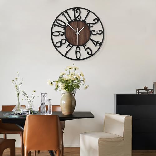 Leike 111-A Large Wall Clocks,Silent,Non Ticking,Battery Operated Small Vintage Round Modern Wood Wall Clock For Living Room thumb #4