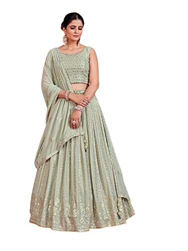 Lehenga Choli en Georgette pour Femme - Tenue Traditionnelle Indienne de Mariage et Fête