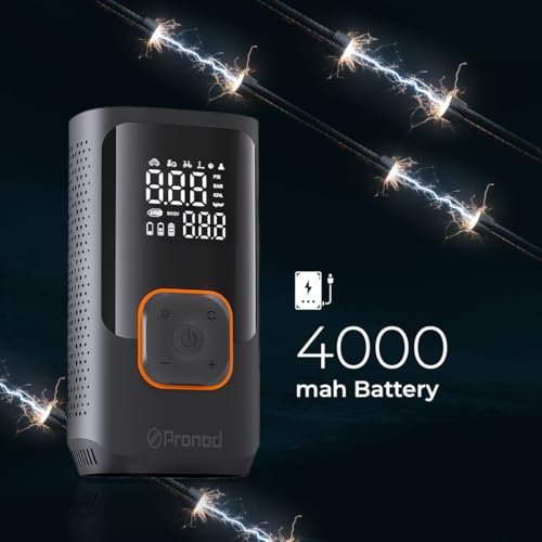 Image of Pronod Portable Tyre Inflator for Car and Bike | Tyre Inflator Kit Works |LED Display, 150 PSI, 4000 Mah Battery, Fast Inflation Pressure Detection air Pump Compressor for Cycles, Balls -12m Warranty