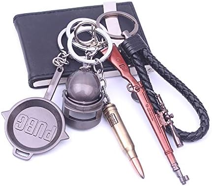 AOVITY set of 4 Miniature Metal Removable Cartridge Exquisite PUBG Keychain Accessories Keychain Charm Souvenir Gifts (Color b)
