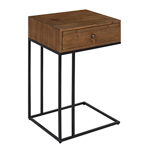 Kate and Laurel Ulrich Wood Side Table with Drawer, Rustic Brown