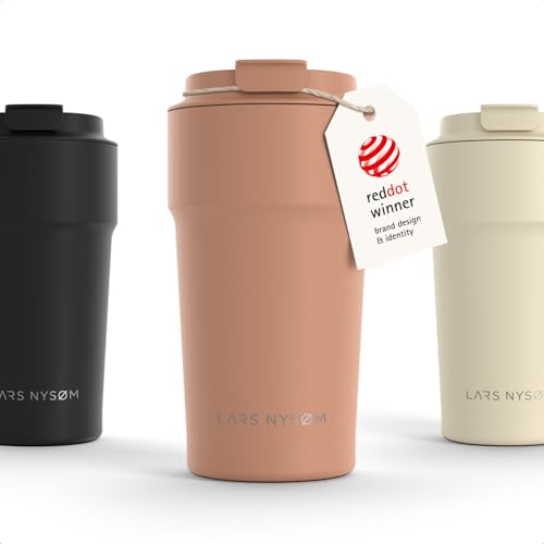 Image of LARS NYSOM Thermo Coffee Mug to go 17oz | Travel Mug 0.5 Liter with Insulation | Silicone grip base | Leak Proof Stainless Steel Tumbler for Coffee and Tea on the Go (Powder Rose, 17oz)