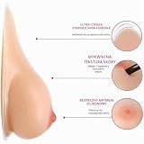Nude,C|Cup (800g/Pair),OSEMISS Silikonowe formy piersi o długim ogonie, samoprzylepne, sztuczne piersi, pacjentki po mastektomii/transseksualiści/transwestyci, wkładki do stanika, wzmacniające