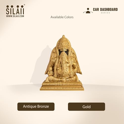 Image of SILAII Pillayarpatti Karpaga Vinayagar Car Dashboard Idol - 3 Inch Gold | Miniature Ganesh Statue for Car Interior Decor | Ganesha Idols for Home & Office | Spiritual Gift & Decorative Ganesha Idols