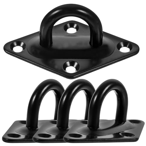 Kichvoe 4 Ganchos en U de Acero Inoxidable Negro M6 para Techo y Pared, Portátiles y Resistentes Corrosión, Ideales para Colgar Objetos Hogar