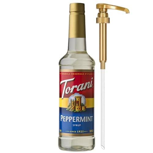 Torani Coffee Syrup, Peppermint Flavored Syrup for Drinks, Pump Included,